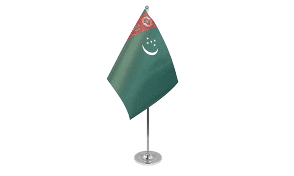 Turkmenistan Satin Table Flag